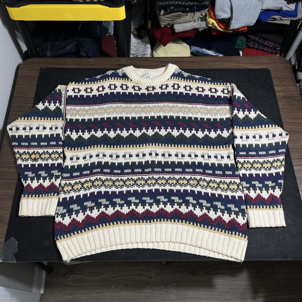Vintage Izod Van Heusen Sweater Mens XL Fair Isle Crewneck Preppy Coogi Made USA